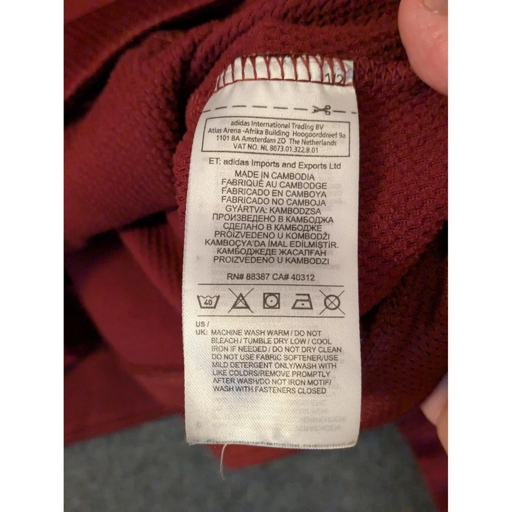 Adidas Hoodie Mens 2XL Red Climawarm Pullover Fleece Kangaroo Logo Sweatshirt